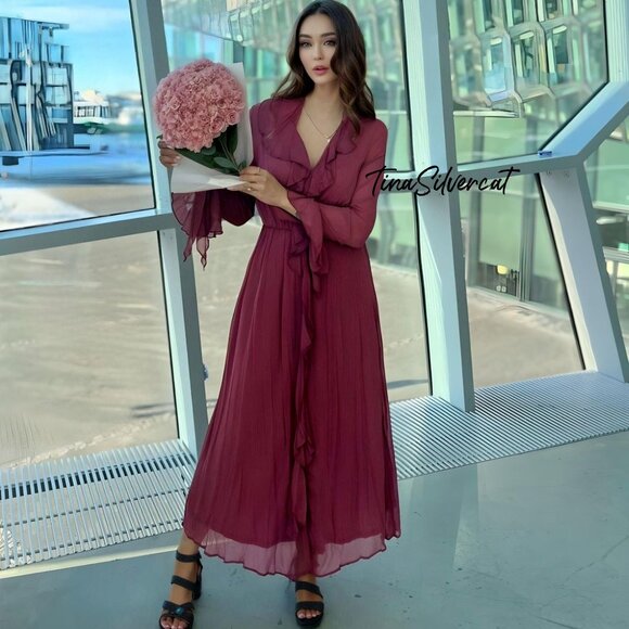 BLOGGER'S FAVE! Zara Ruffled Midi Dress NWT - Picture 10 of 16